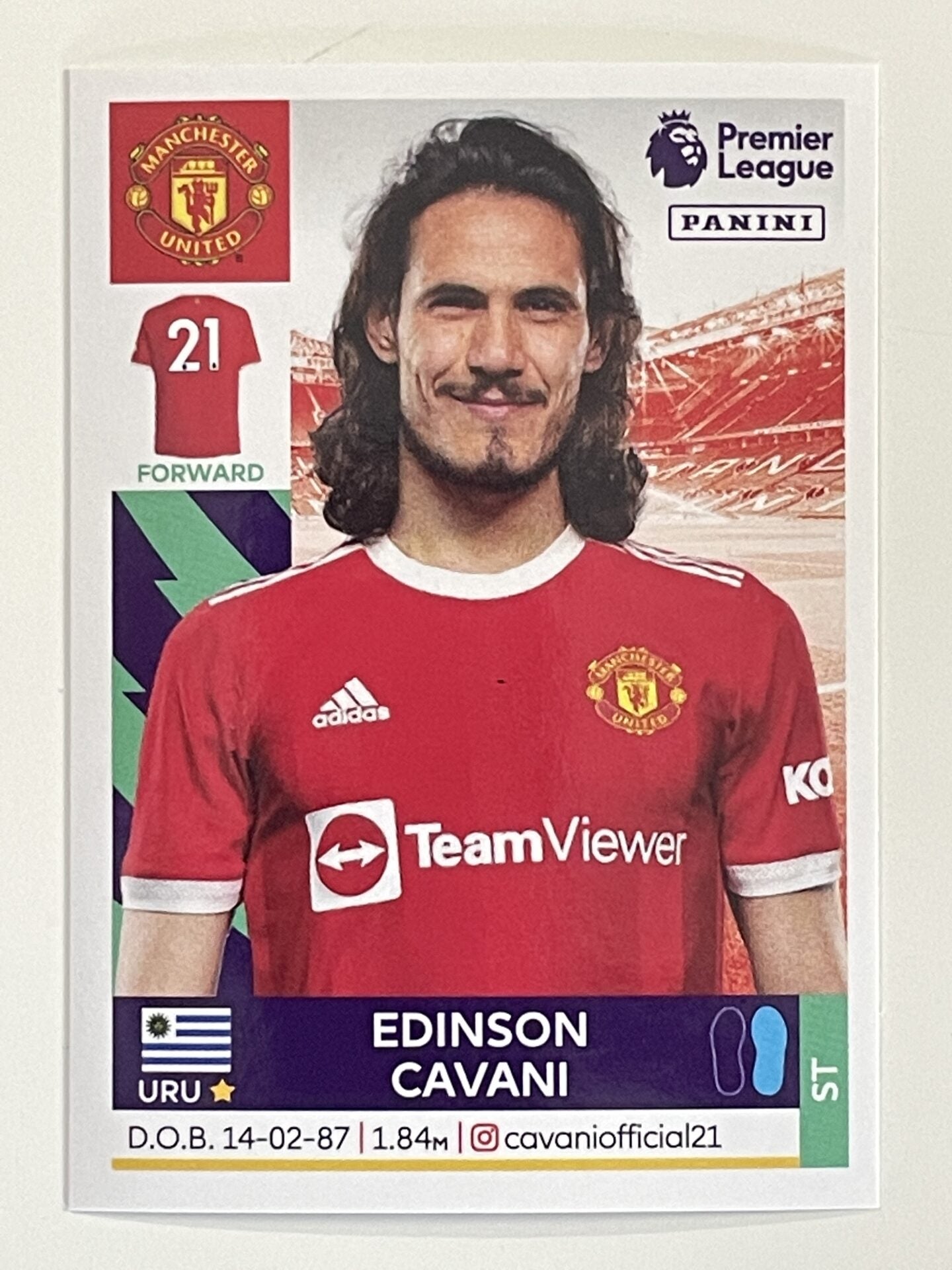 Cornice Per Foto Autografata A4 - Edinson Cavani Manchester United - Ristampa Digitale Con Autografo - 33x24,2 Cm