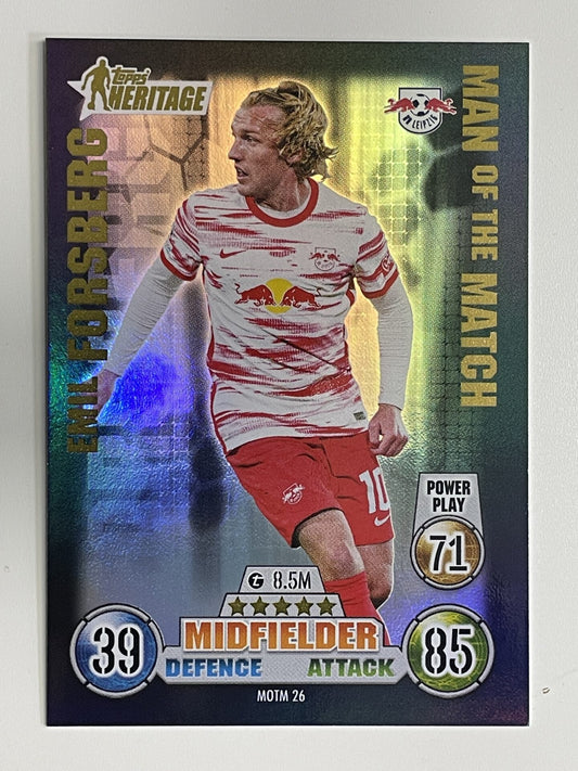 Emil Forsberg RB Leipzig Man of the Match Heritage Topps Match Attax Extra 2021:22 Champions League Card