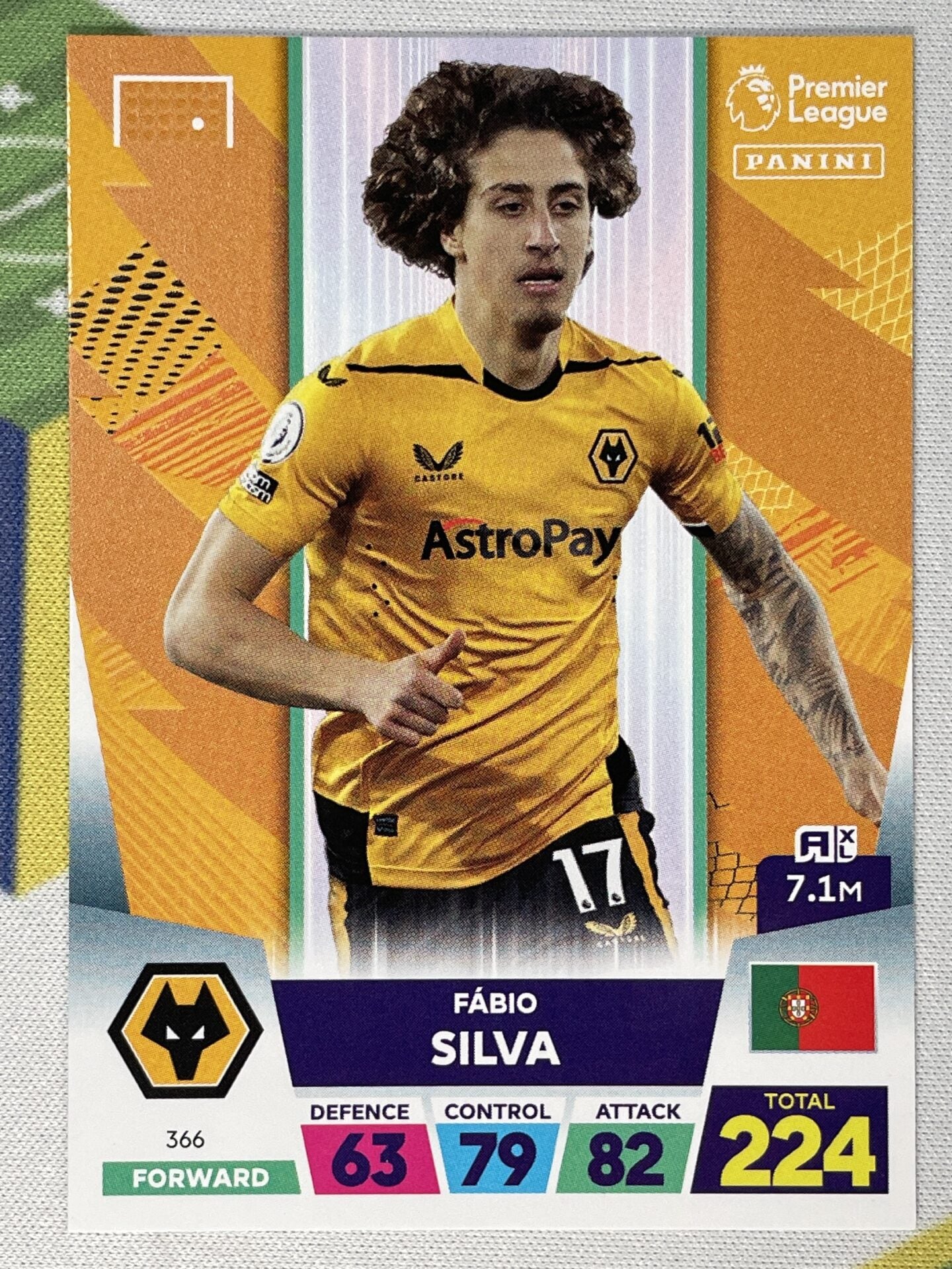 Panini Wolves 366 Fábio Silva Wolves Base Panini Premier League Adrenalyn XL 2023 Ca ...