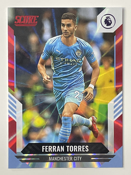 Ferran Torres Manchester City Base Red Laser Parallel Panini Premier League Score 2021 2022