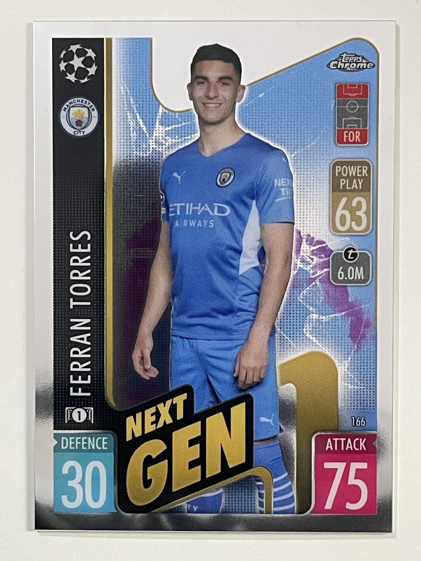 Ferran Torres Next Gen Manchester City Topps Match Attax Chrome 2021 2022 Football Card