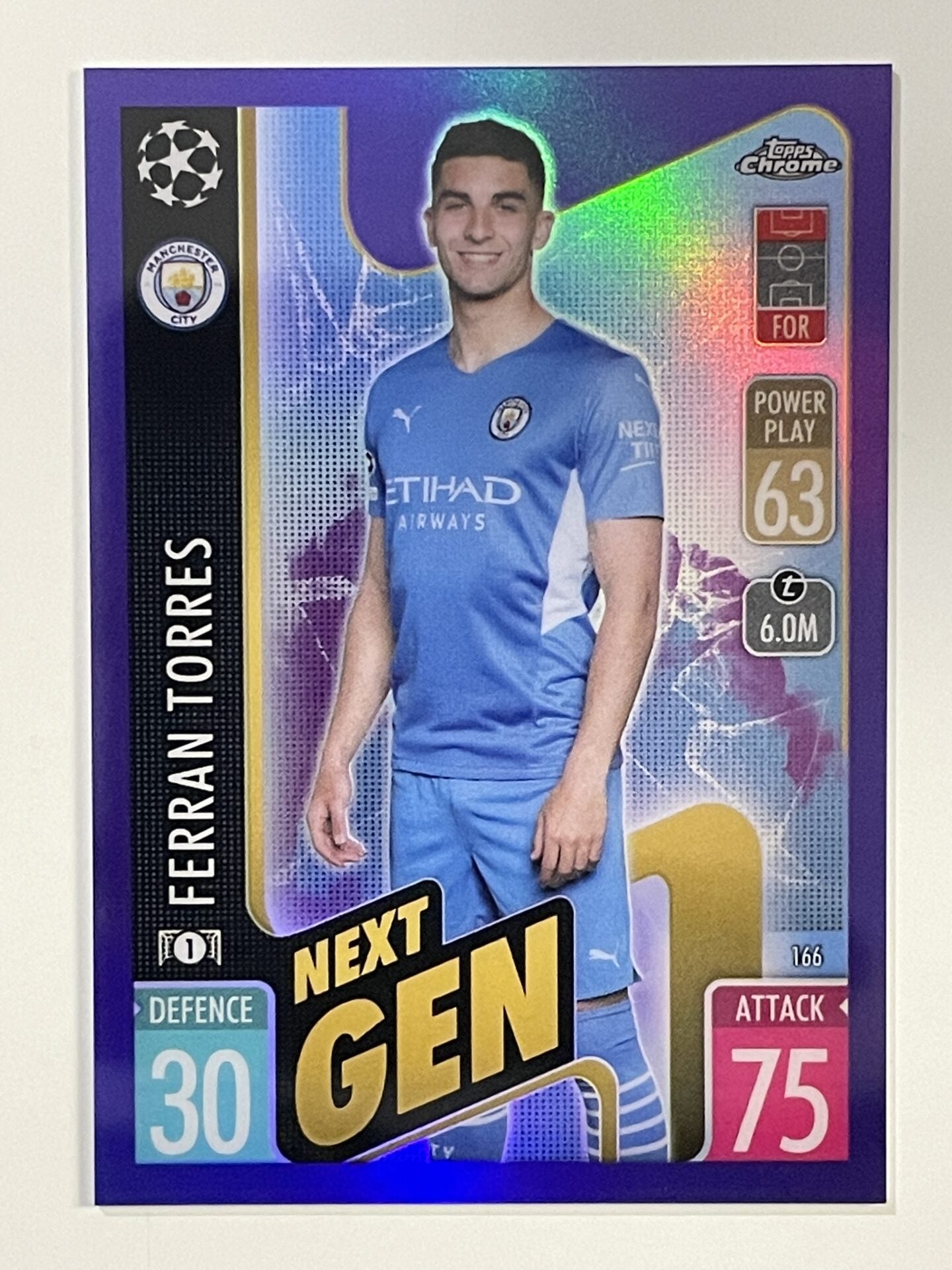 Ferran Torres Next Gen Purple Parallel Topps Match Attax Chrome 2021 2022