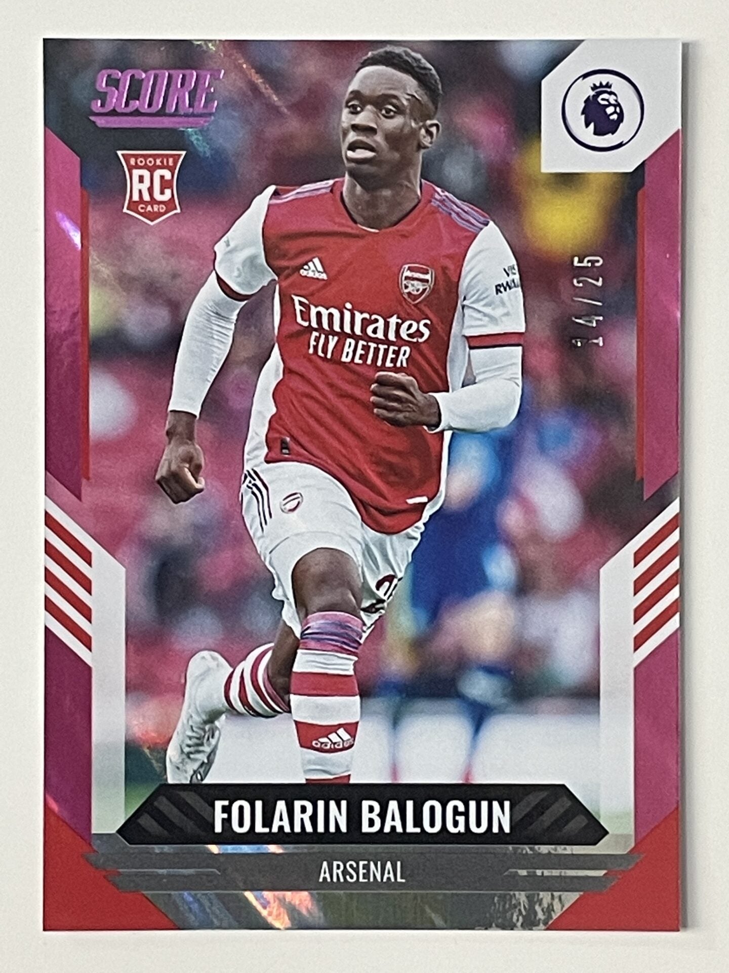 Folarin Balogun Arsenal Base Pink Lava Parallel Panini Premier League Score 2021 2022