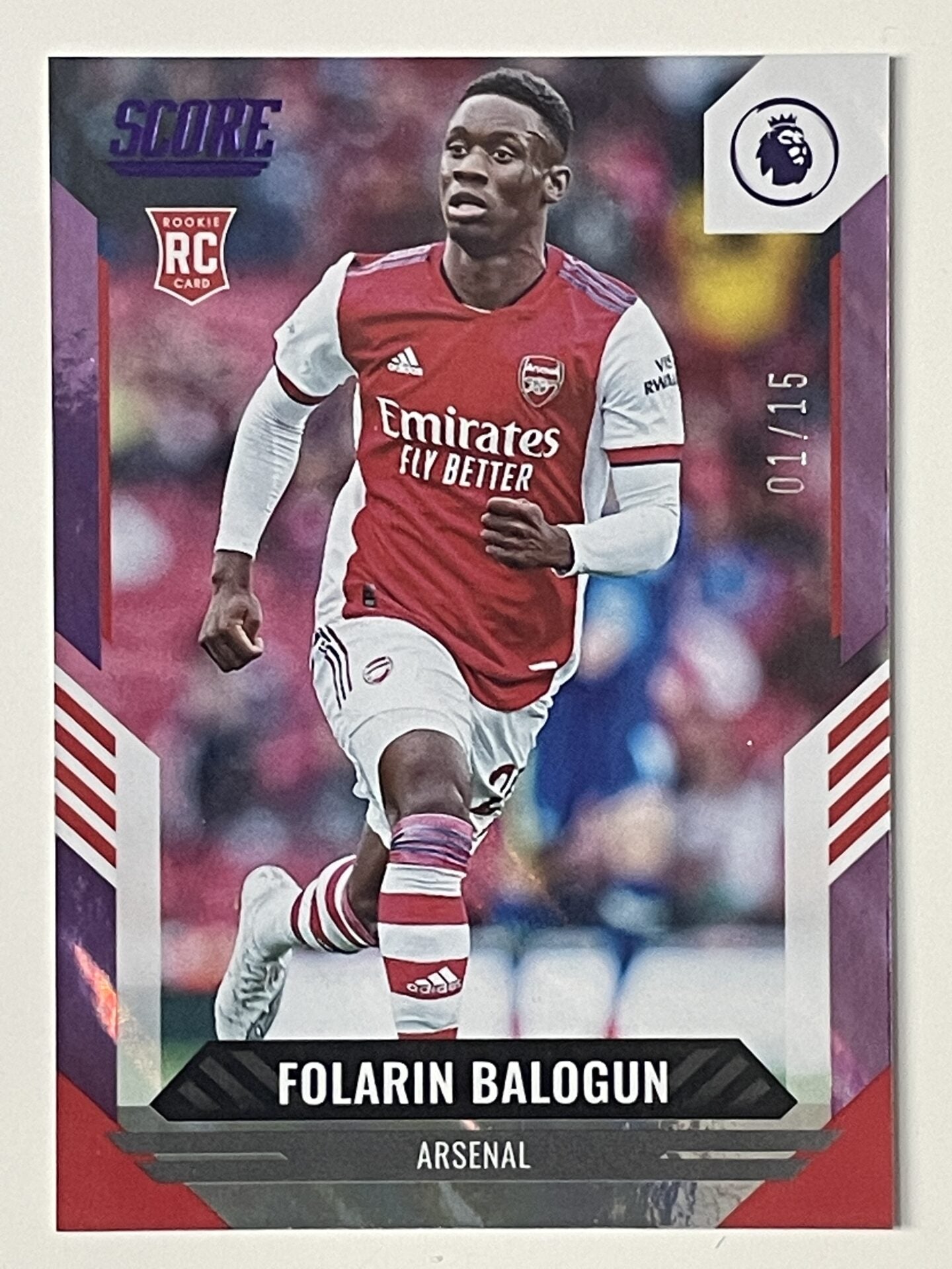 Folarin Balogun Arsenal Base Purple Lava Parallel Panini Premier League Score 2021 2022