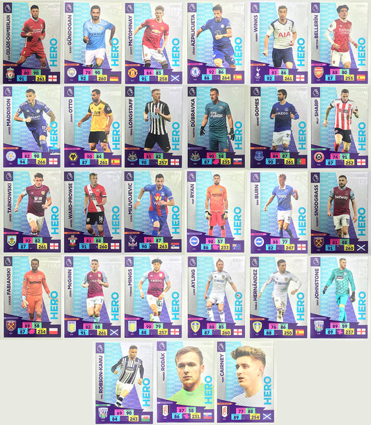 Full Set of 27 Hero Cards – Panini Adrenalyn XL Premier League Football 2020:21