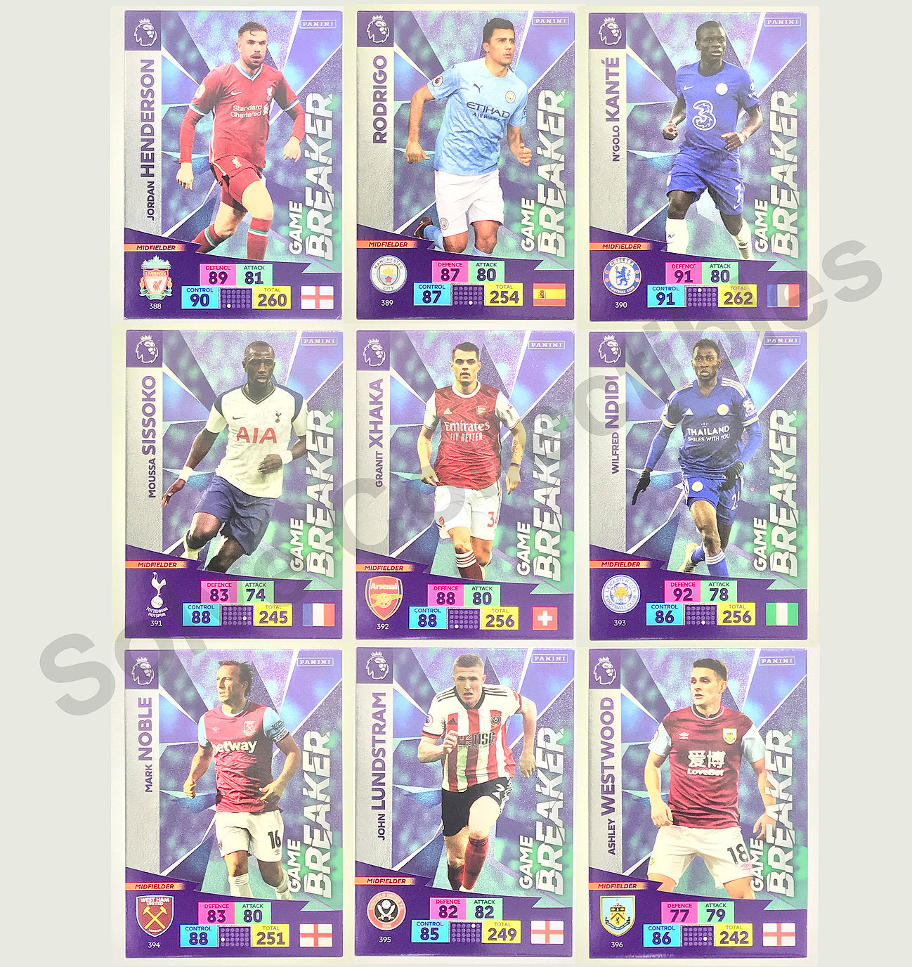 Full Set of Game Breaker Cards Football