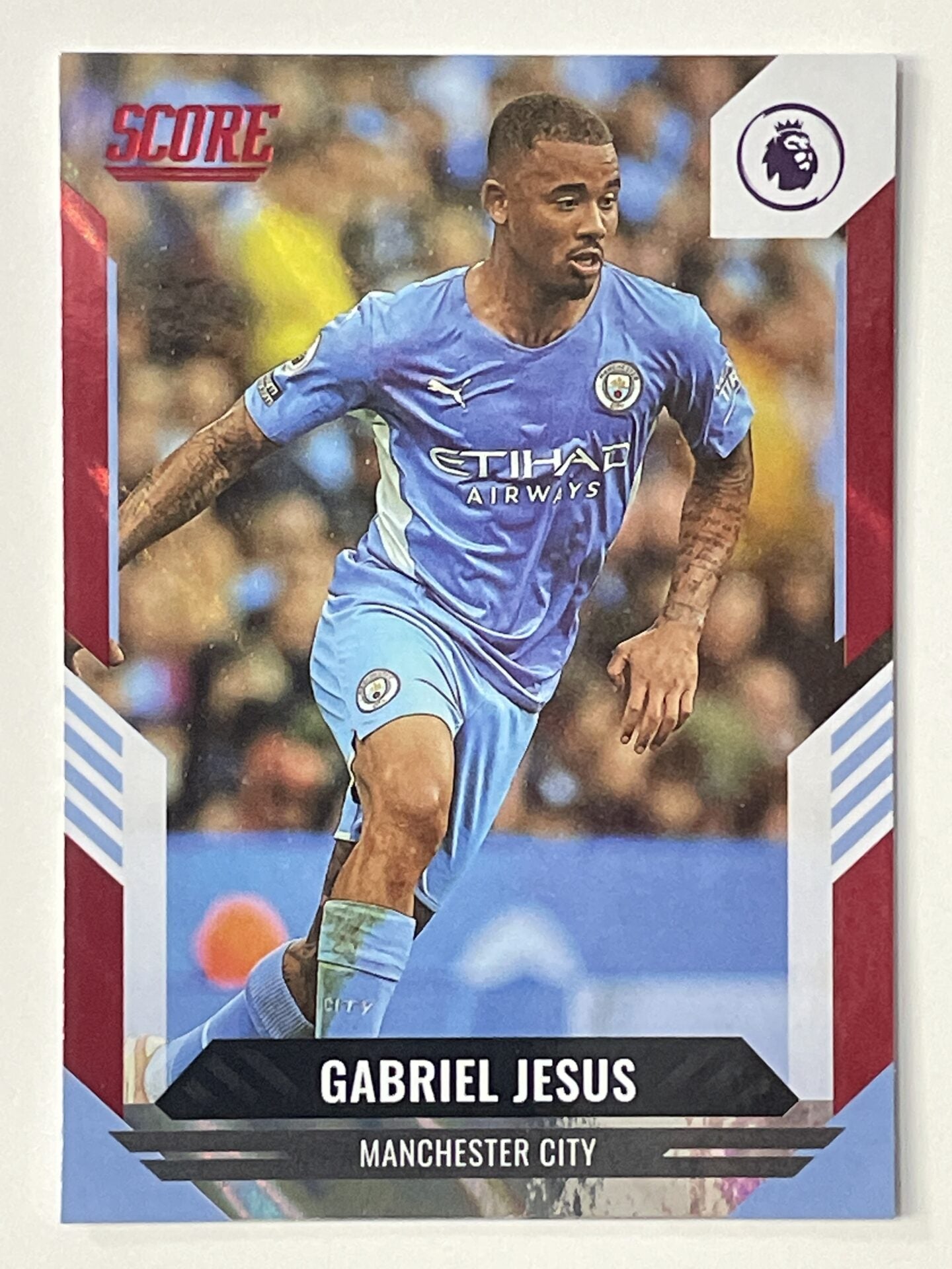 Gabriel Jesus Manchester City Base Red Lava Parallel Panini Premier League Score 2021 2022