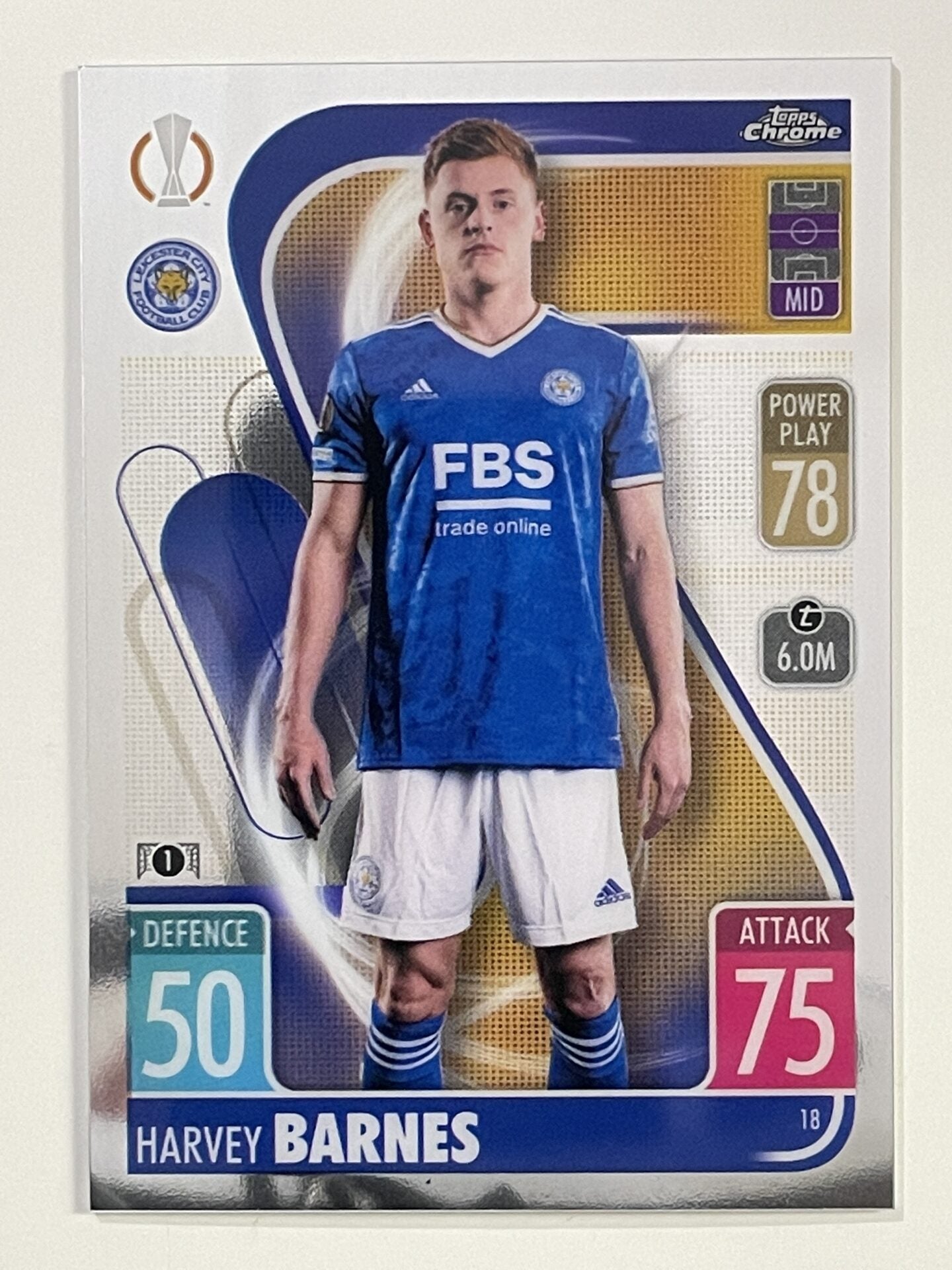 Harvey Barnes Leicester City Topps Match Attax Chrome 2021 2022 Football Card
