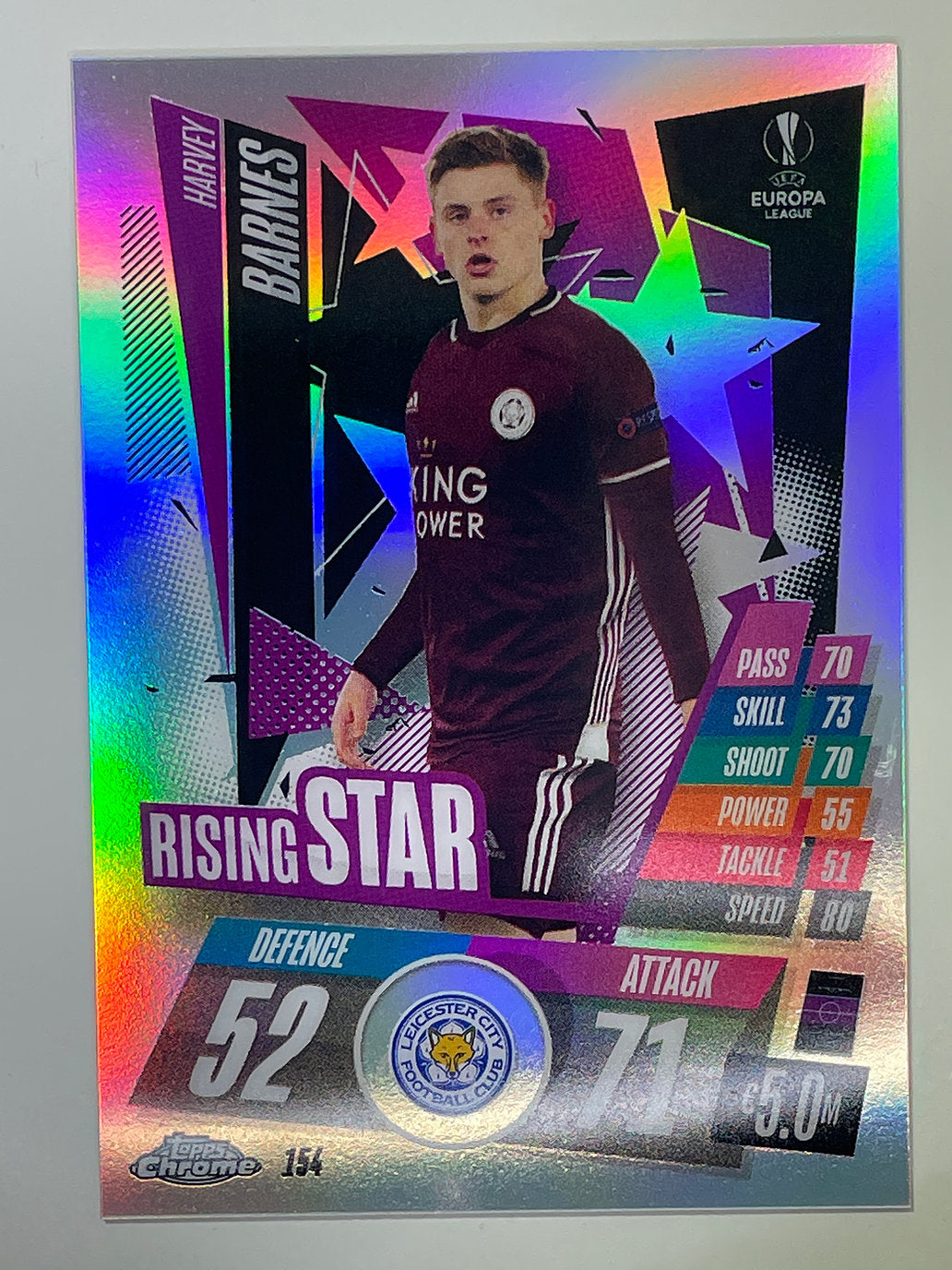 Harvey Barnes Refractor Topps Chrome Match Attax card Football
