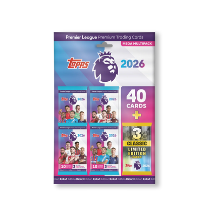 Topps Premier League 2026 Mega Multipack – 40 Cards + 3 Classic LEs