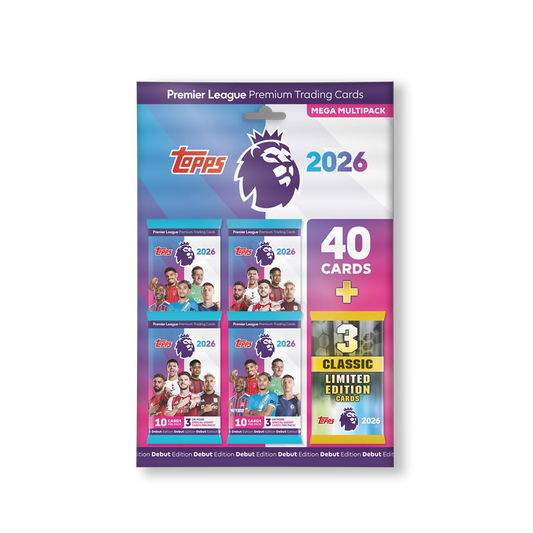 Topps Premier League 2026 Mega Multipack – 40 Cards + 3 Classic LEs