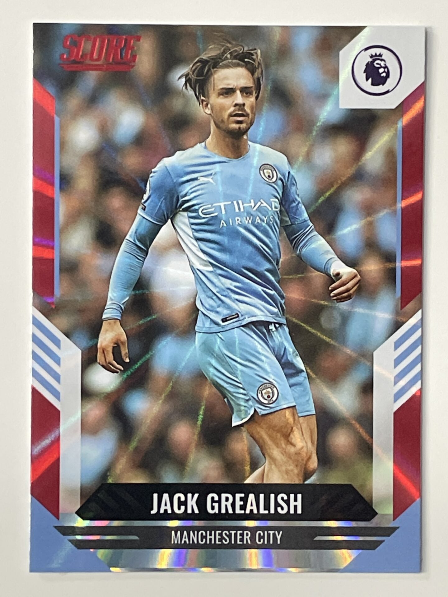 Jack Grealish Manchester City Base Red Laser Parallel Panini Premier League Score 2021 2022