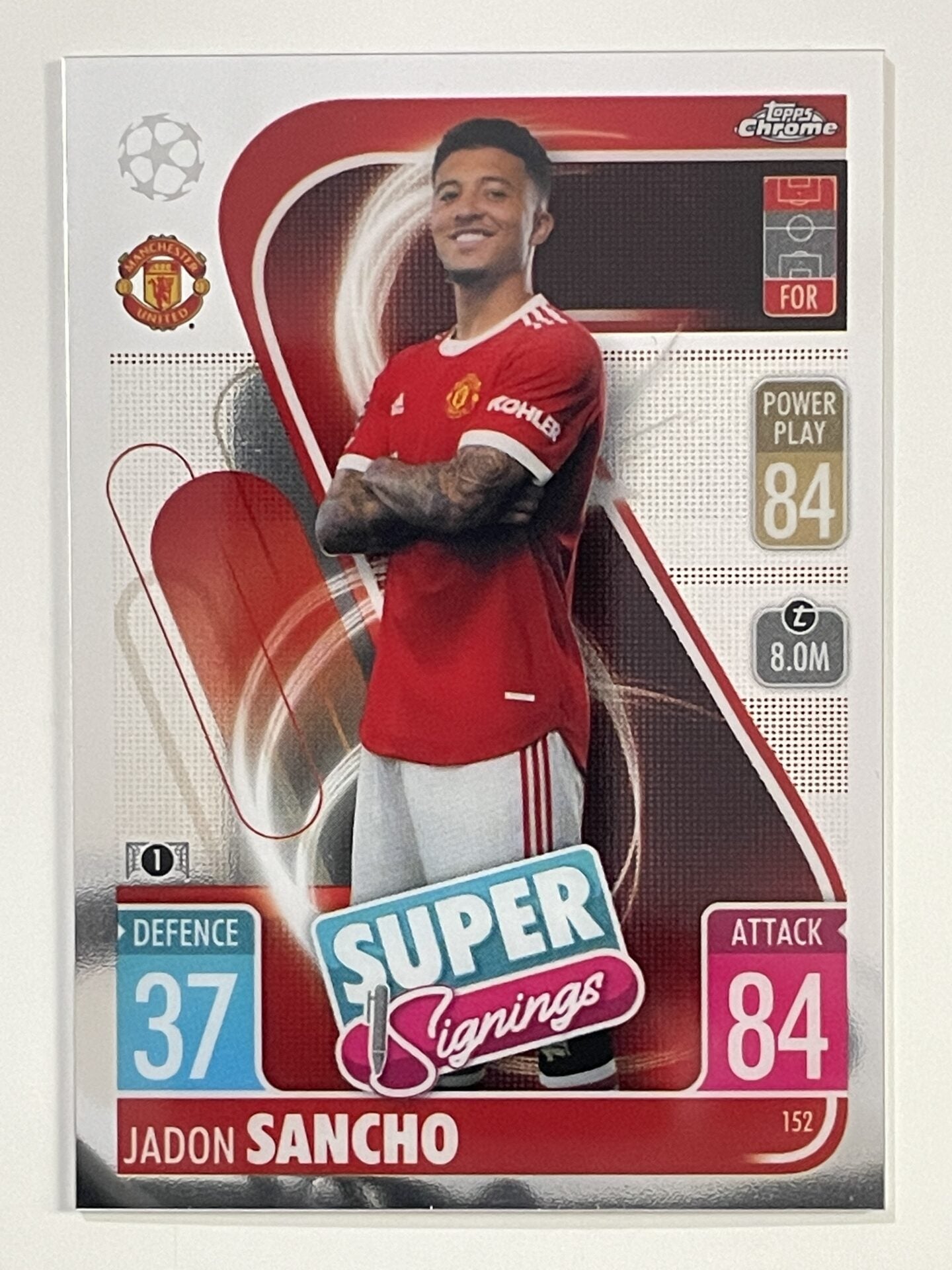 Jadon Sancho Super Signings Manchester United Topps Match Attax Chrome 2021 2022 Football Card