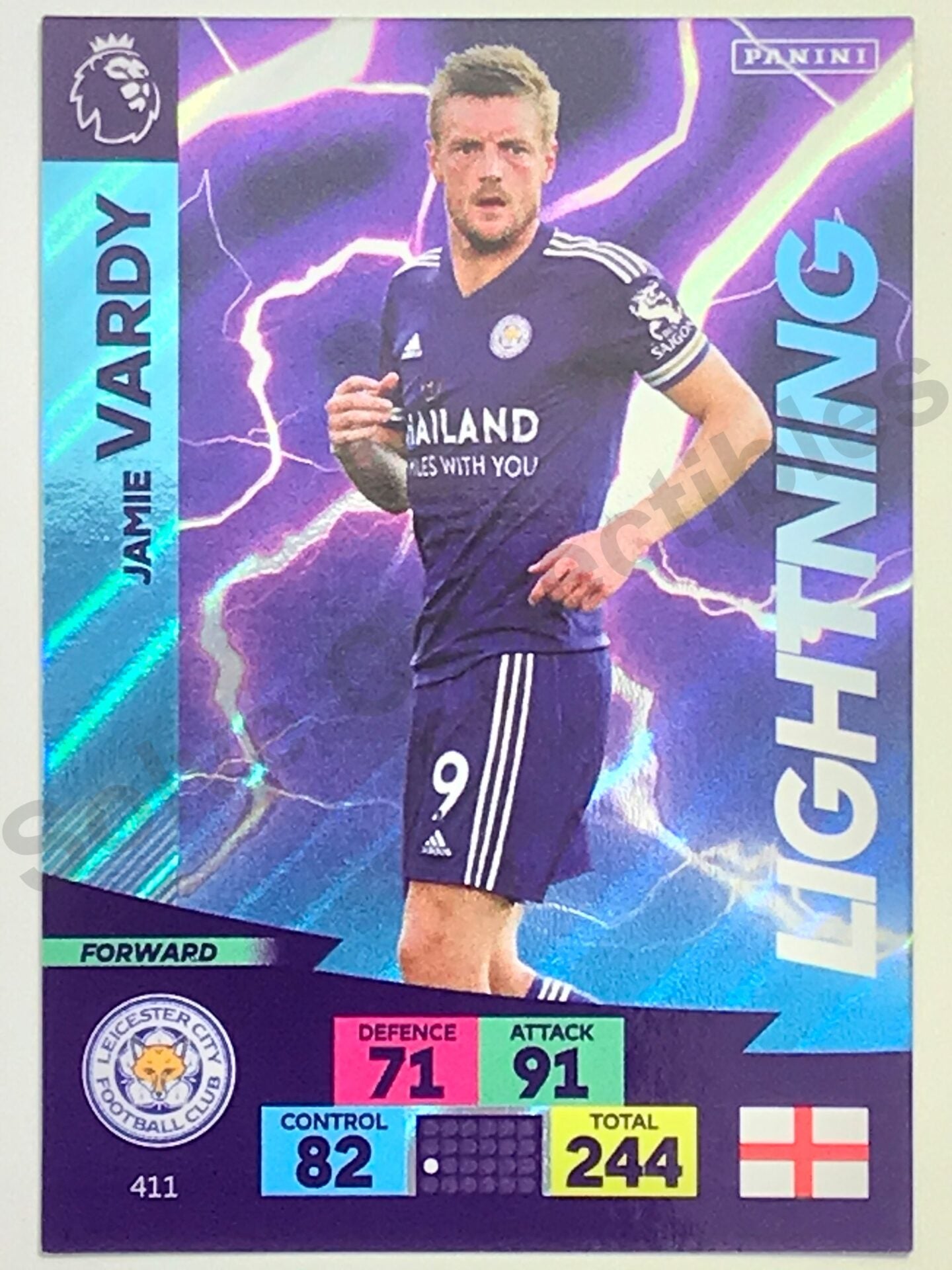 Jamie Vardy (Leicester City) – Lightning Football Card – Premier League Adrenalyn XL 2020:21