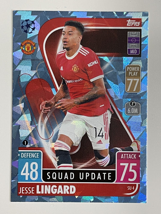 Jesse Lingard Manchester United Base Crystal Foil Parallel Topps Match Attax Extra 2021:22 Champions League Card