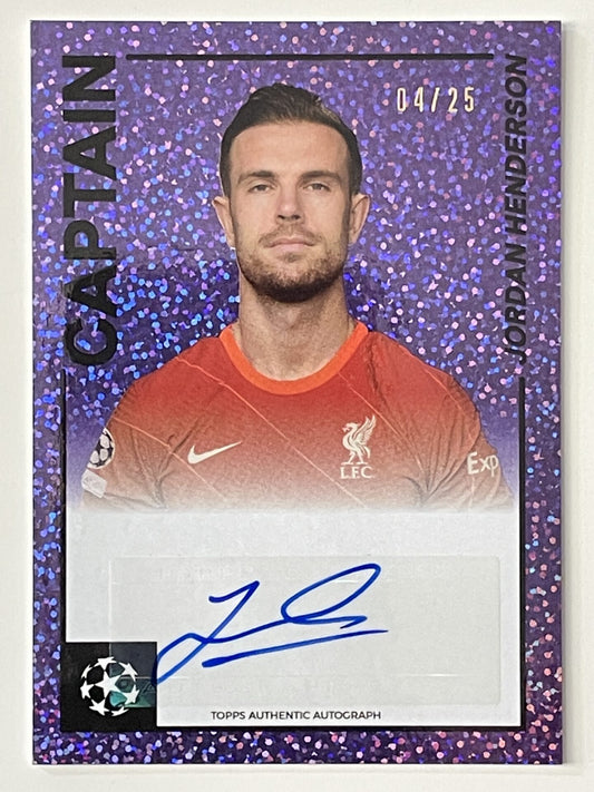 Jordan Henderson Liverpool Captain Autograph Parallel 04:25 Topps Merlin Heritage 97 UEFA Champions League Card