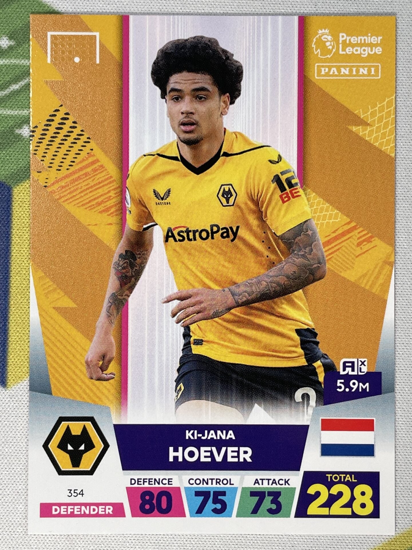 Panini Wolves 354 Ki-Jana Hoever Wolves Base Panini Premier League Adrenalyn XL 2023 ...