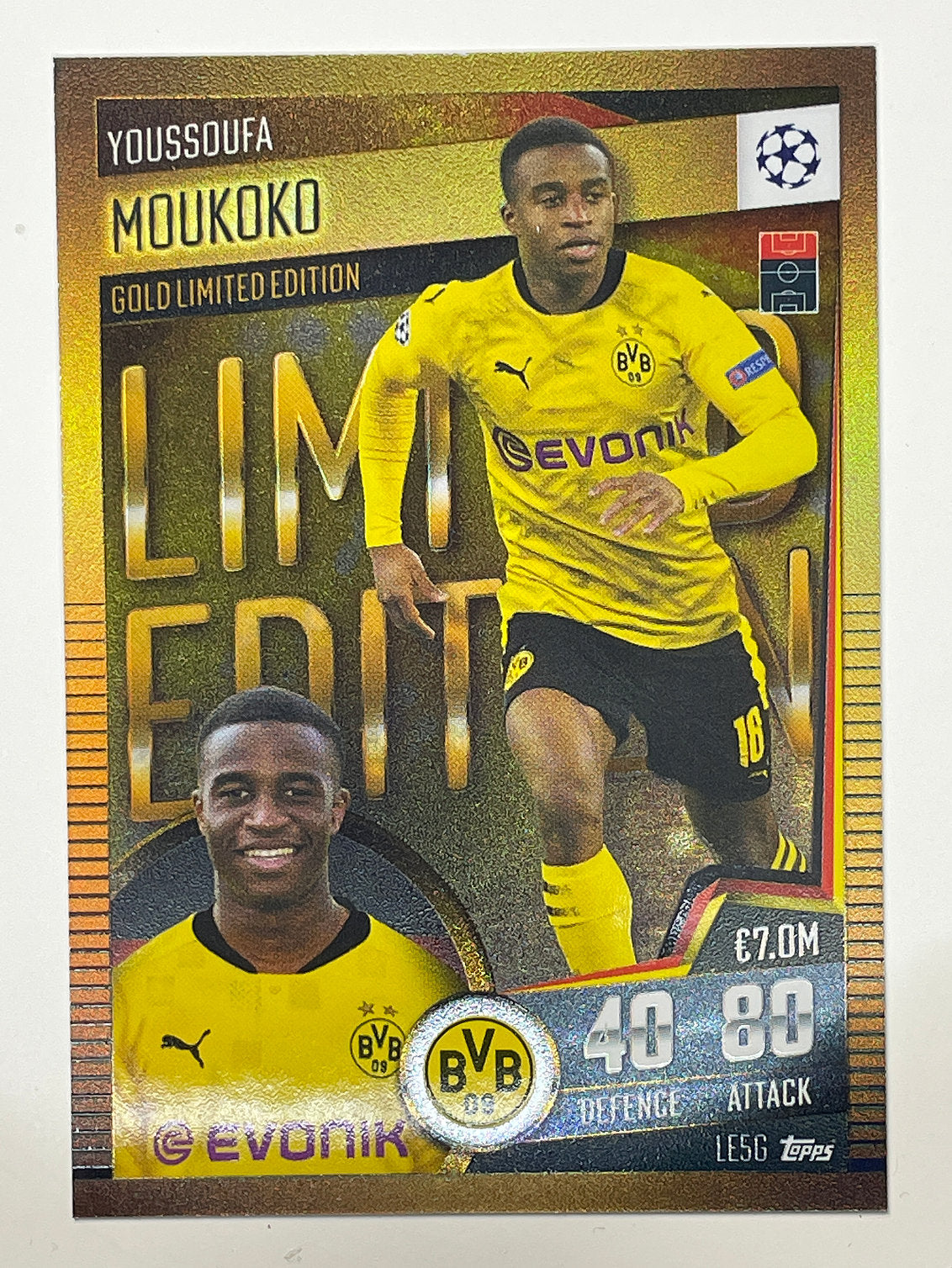 LE5G. Youssoufa Moukoko (Borussia Dortmund) Football Card – Match Attax 101 2021 Card
