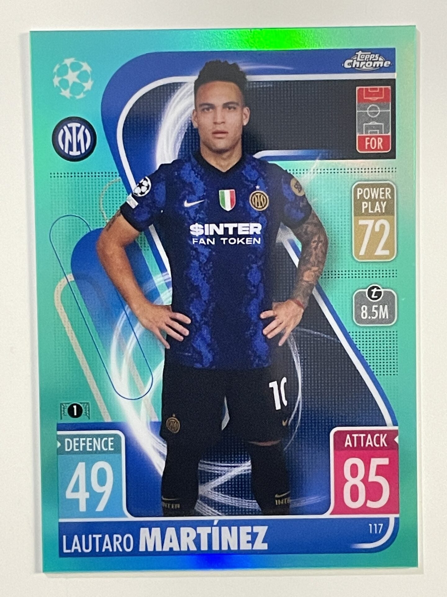 Lautaro Martinez Aqua Parallel Topps Match Attax Chrome 2021 2022