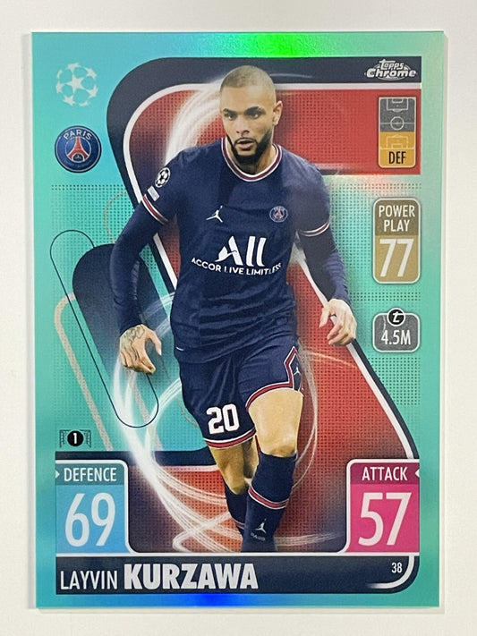 Layvin Kurzawa Aqua Parallel Topps Match Attax Chrome 2021 2022