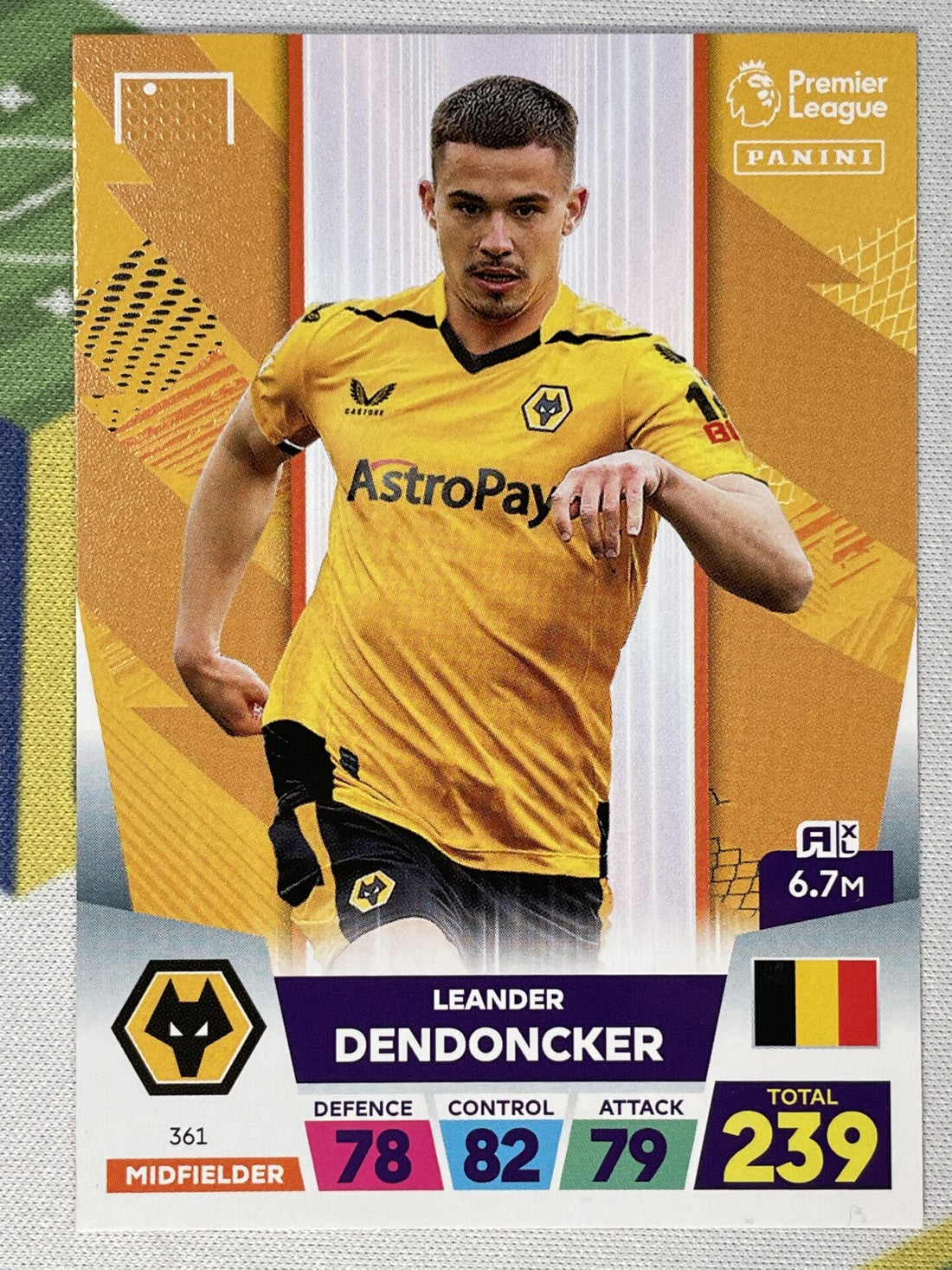 361 Leander Dendoncker Wolves Base Panini Premier League Adrenalyn XL ...