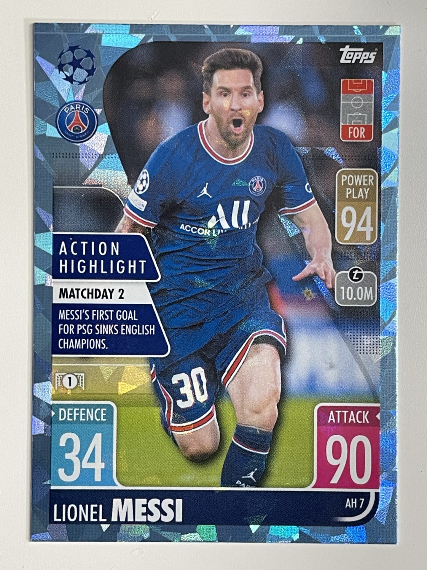 Messi Topps AH7 Lionel Messi PSG Action Highlight Crystal Foil Parallel Topps Matc ...