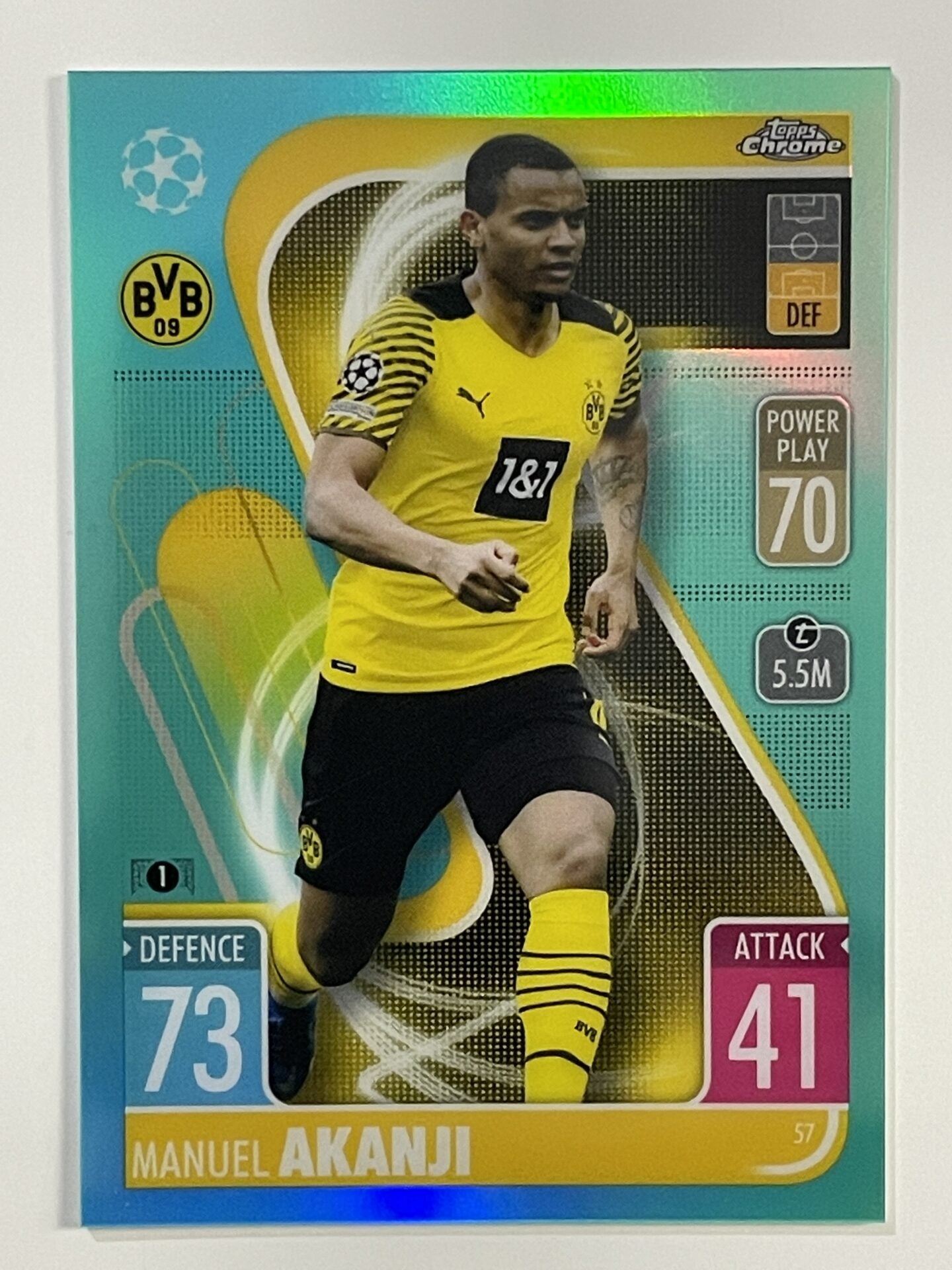 Manuel Akanji Aqua Parallel Topps Match Attax Chrome 2021 2022