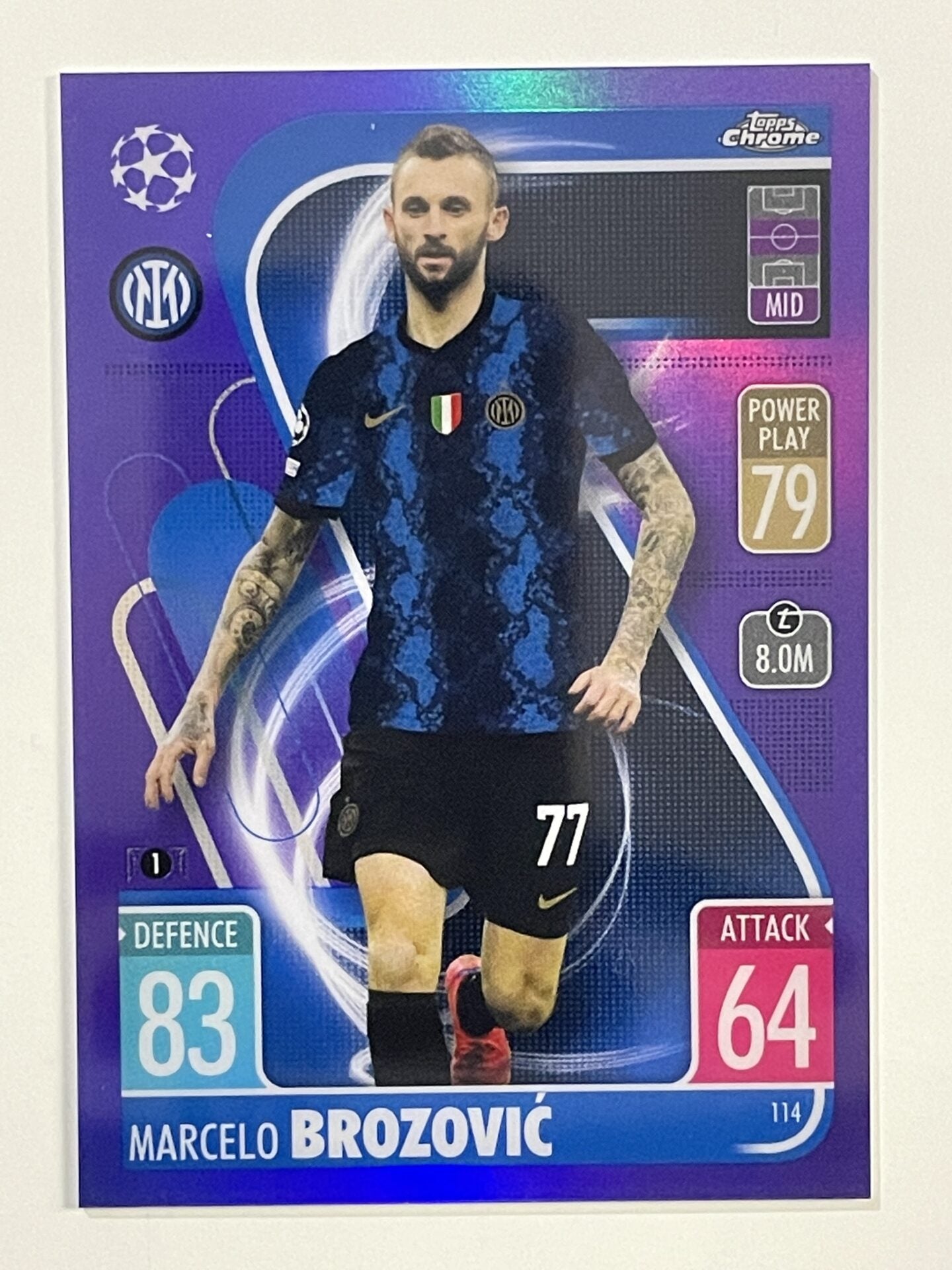 Marcelo Brozovic Purple Parallel Topps Match Attax Chrome 2021 2022