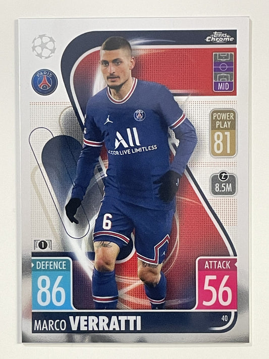 Marco Verratti PSG Topps Match Attax Chrome 2021 2022 Football Card