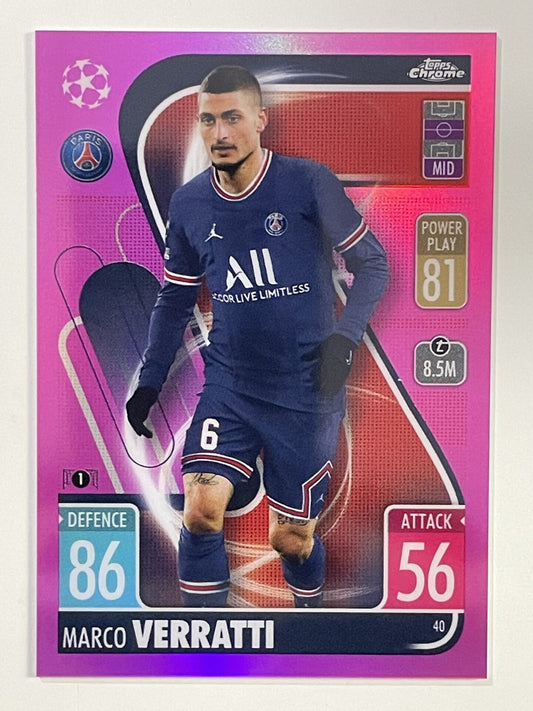 Marco Verratti Pink Parallel Topps Match Attax Chrome 2021 2022