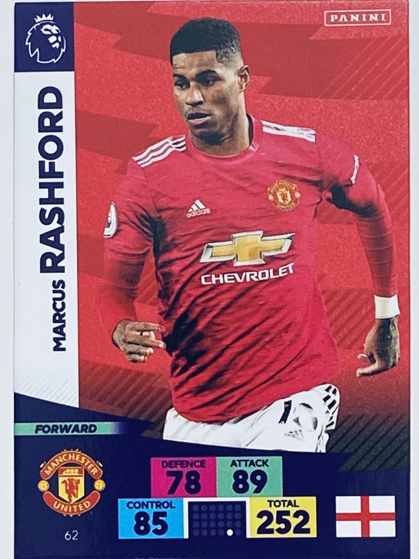 062 Marcus Rashford (Manchester United) Premier League Adrenalyn XL 20 ...