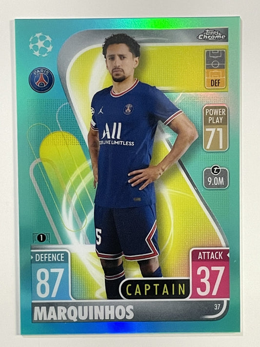 Marquinhos Aqua Parallel Topps Match Attax Chrome 2021 2022