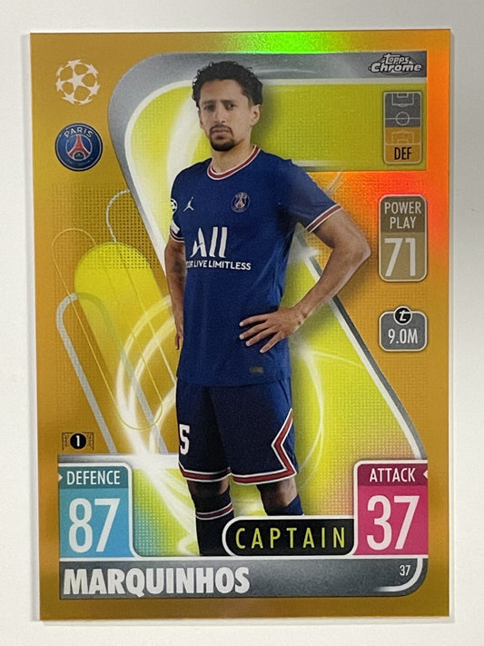 Marquinhos Gold Parallel Topps Match Attax Chrome 2021 2022