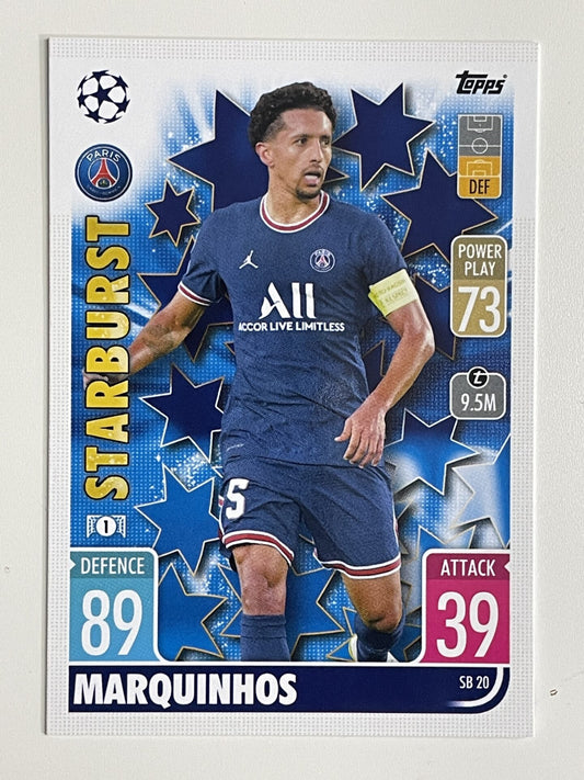 Marquinhos PSG Starburst Topps Match Attax Extra 2021:22 Champions League Card