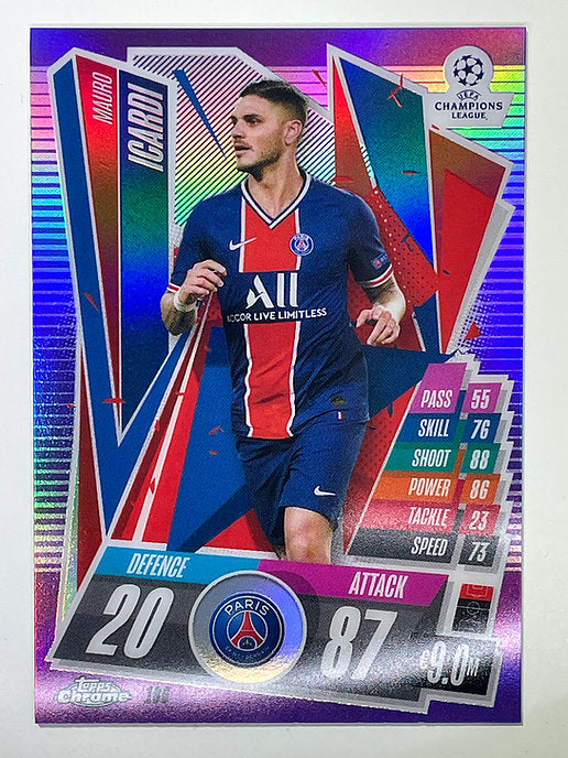 Mauricio Icardi Purple Parallel 59:299 Topps Chrome Match Attax card Football
