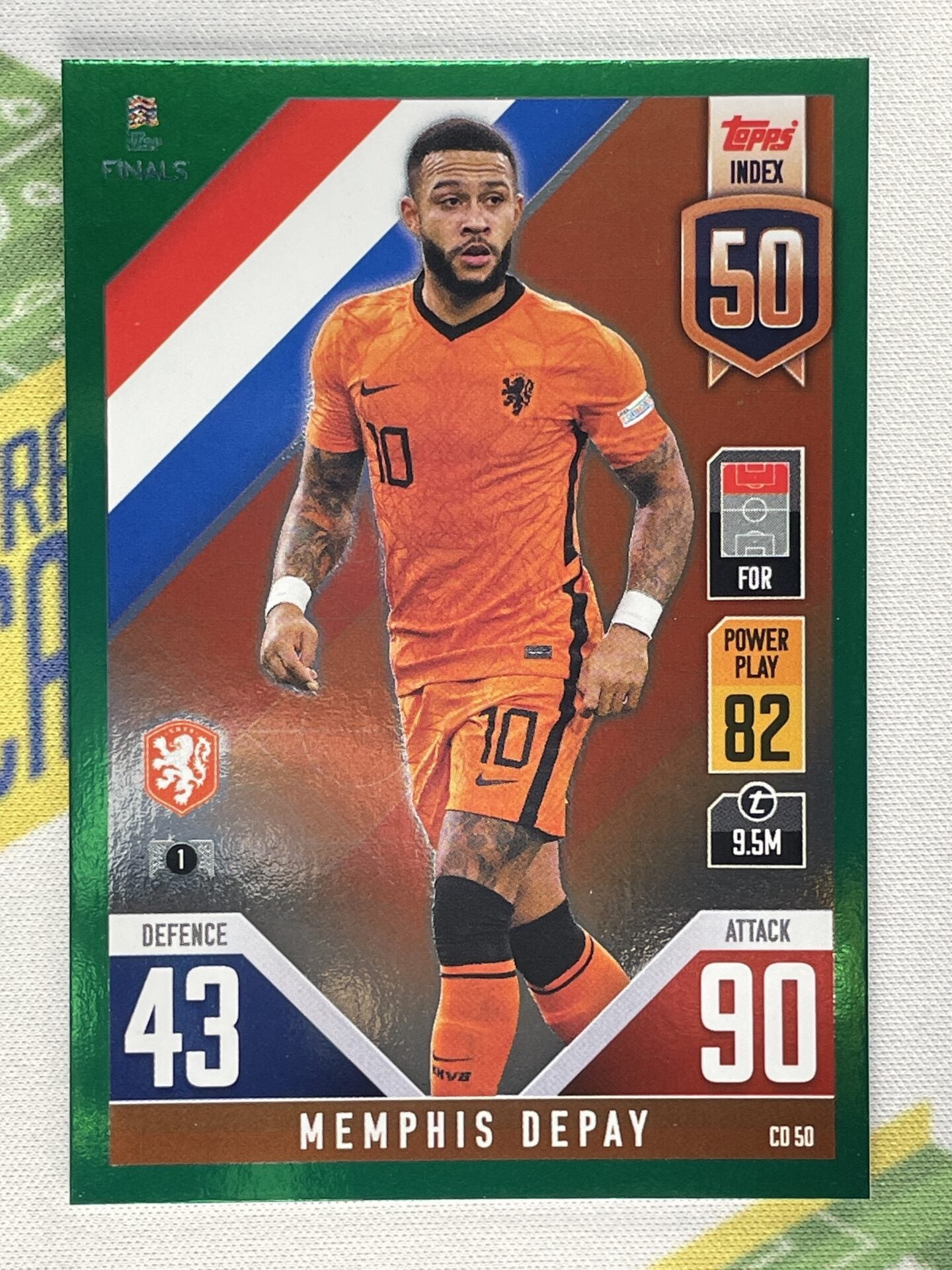 Memphis Depay Netherlands Green Foil Parallel Topps Match Attax 101 Road to Nations League 2022 Card