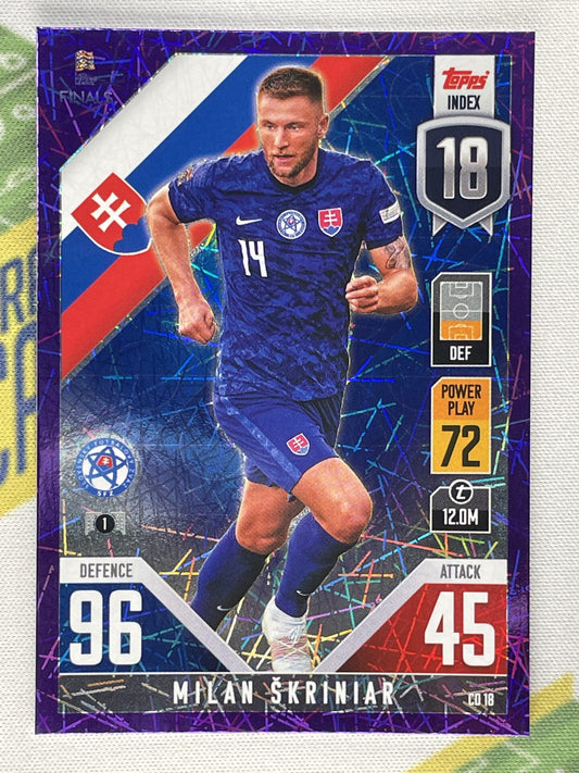 Milan Skriniar Slovakia Purple Foil Parallel Topps Match Attax 101 Road to Nations League 2022 Card