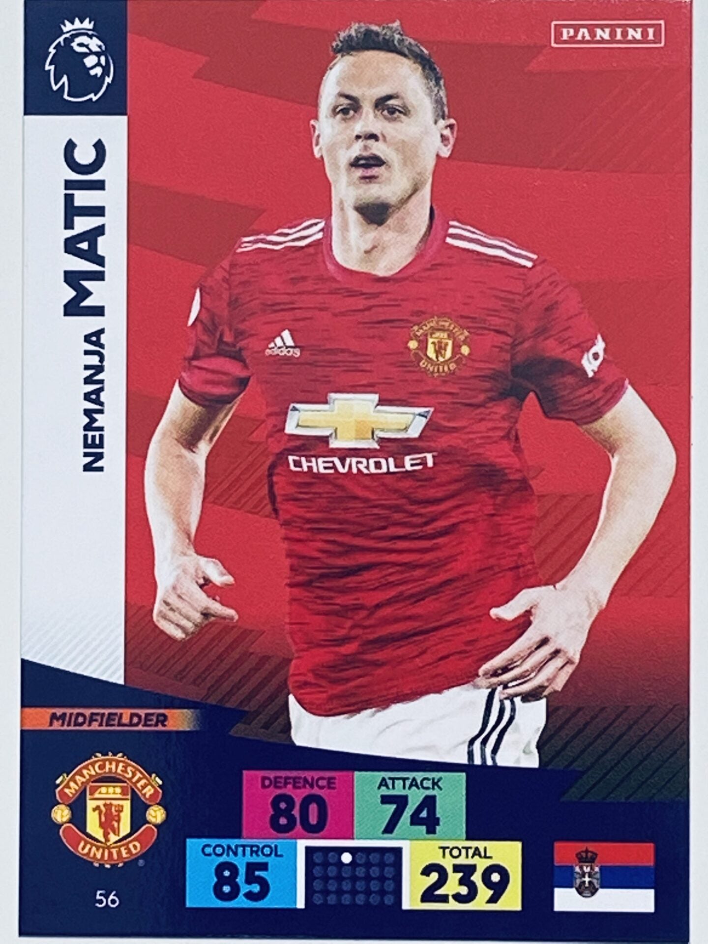 Nemanja Matic (Manchester United) Football Card – Premier League Adrenalyn XL 2020:21