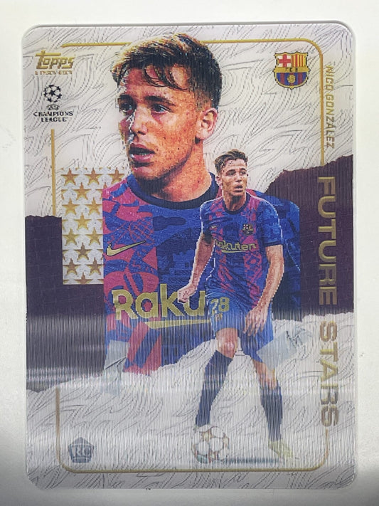 Nico Gonzalez Barcelona Future Stars Rookie Topps Gold 2021 UEFA Champions League Football Card