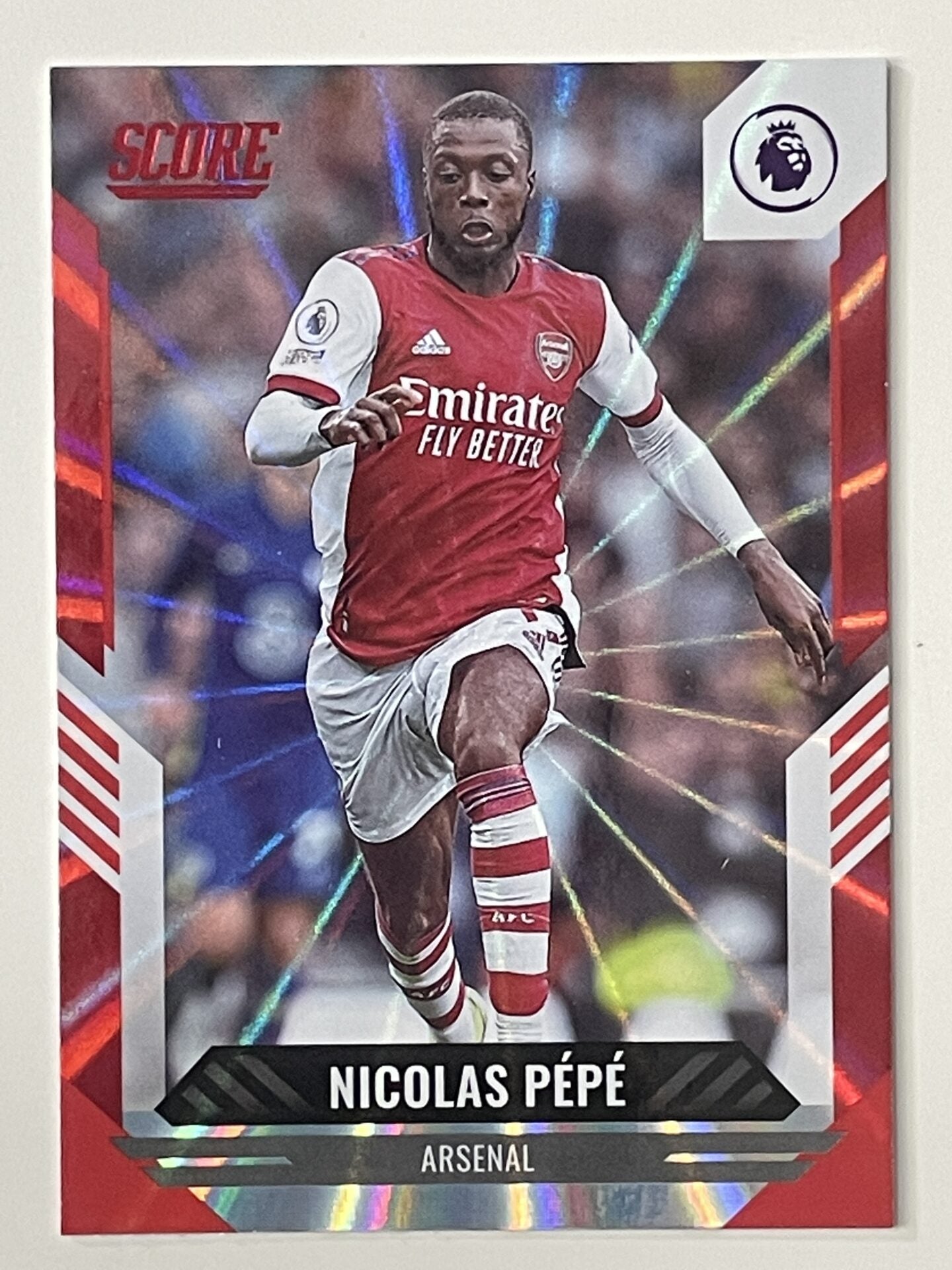 Nicolas Pepe Arsenal Base Red Laser Parallel Panini Premier League Score 2021 2022