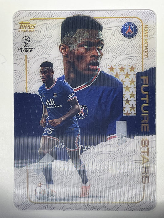 Nuno Mendes PSG Future Stars Topps Gold 2021 UEFA Champions League Football Card
