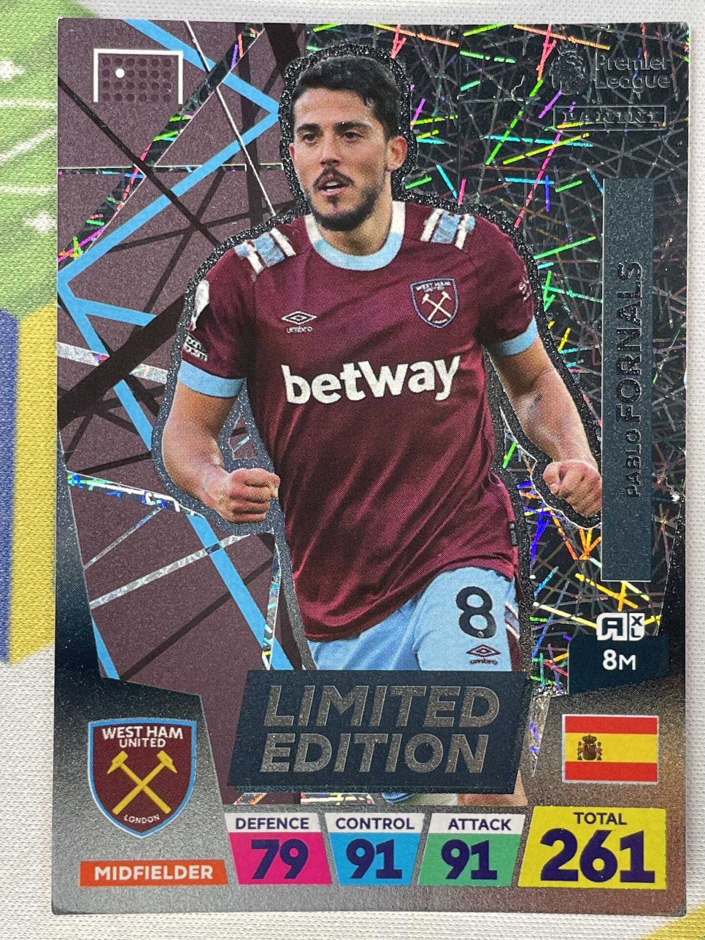 limited edition football cards 2023 Pablo Fornals West Ham Limited Edition Panini Premier League Adrenalyn – Solve Collectibles