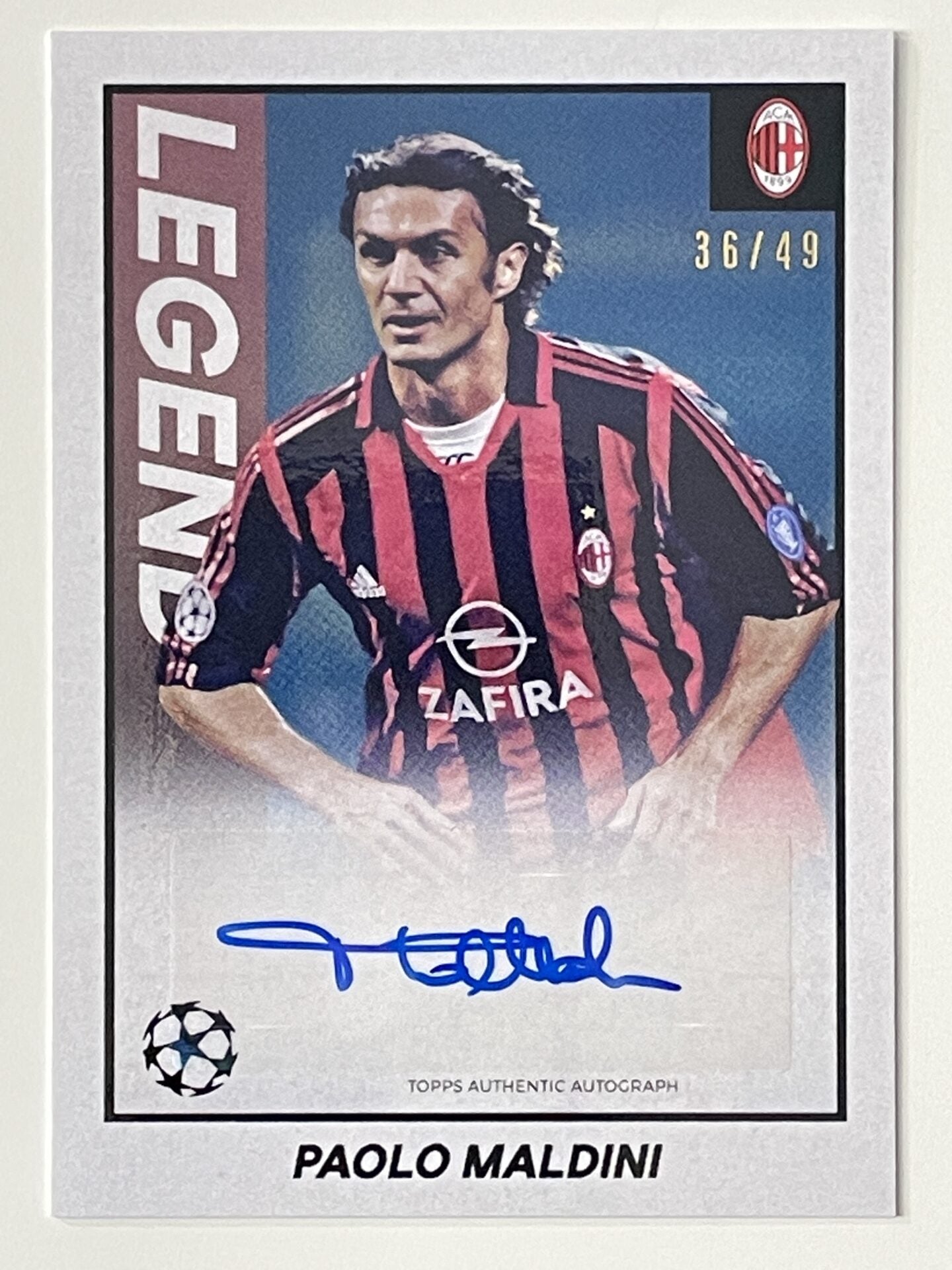 151 Paolo Maldini AC Milan Legend Autograph Parallel 36/49 Topps Merli ...