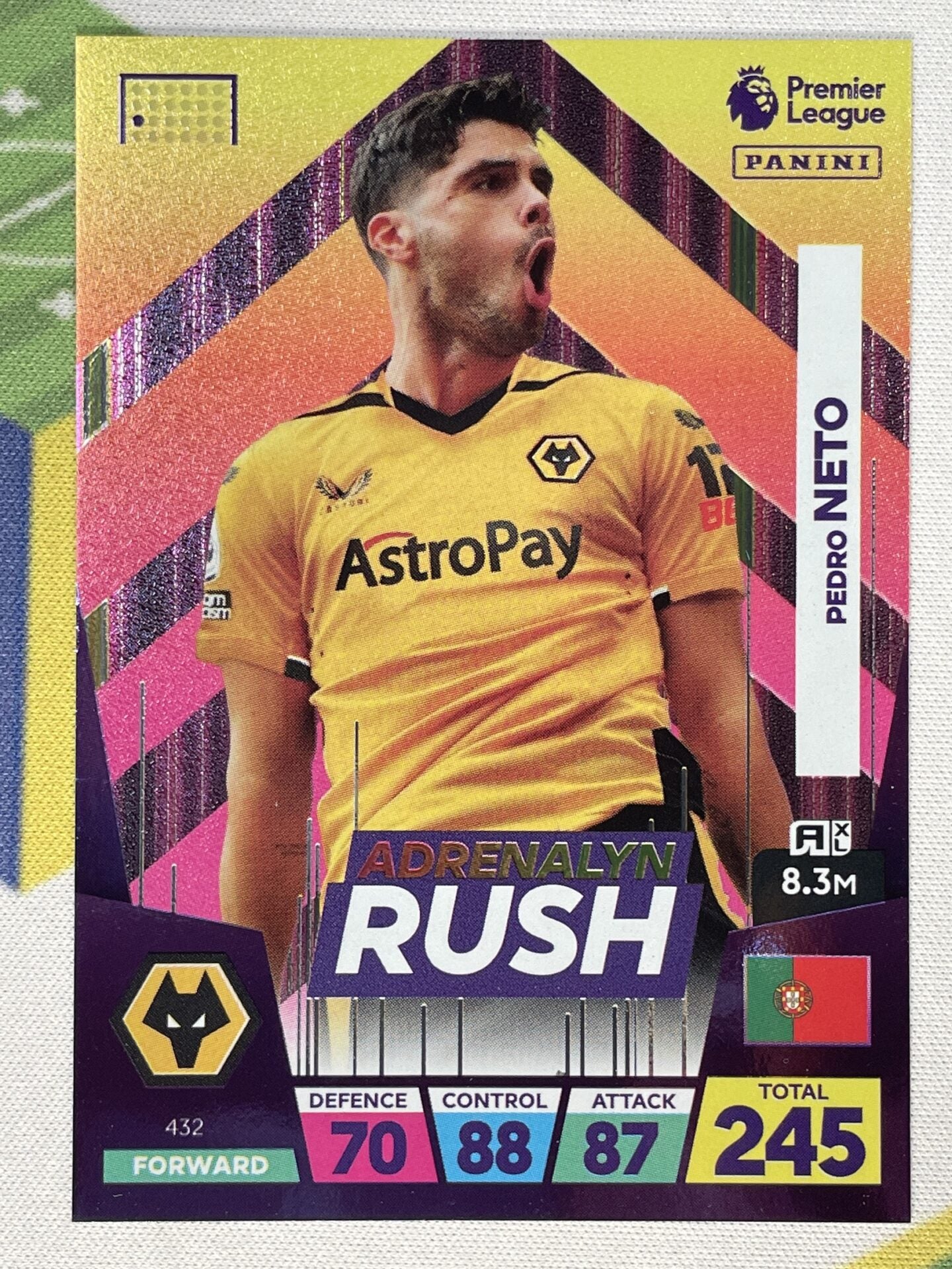 432 Pedro Neto Wolves Adrenalyn Rush Panini Premier League Adrenalyn X ...