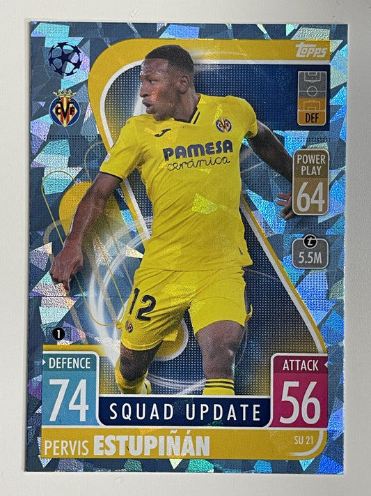 Pervis Estupinan Villarreal Base Crystal Foil Parallel Topps Match Attax Extra 2021:22 Champions League Card