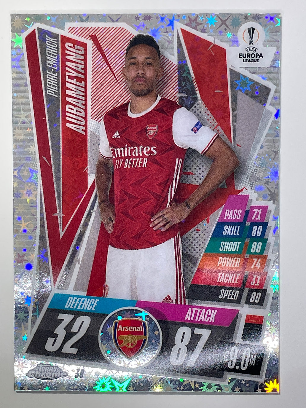 Pierre-Emerick Aubameyang Xfractor Topps Chrome Match Attax card Football