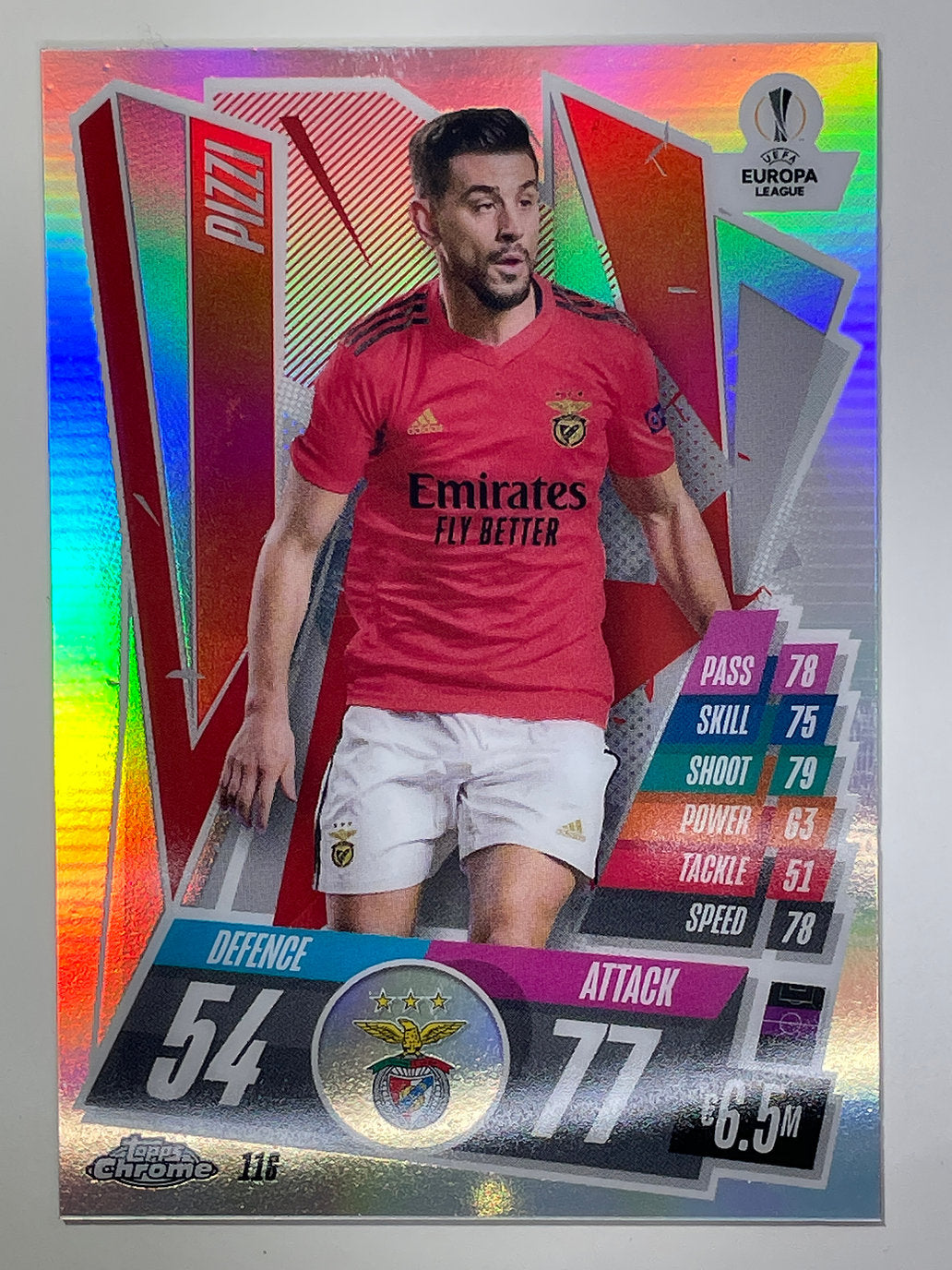 Pizzi Refractor Topps Chrome Match Attax card Football