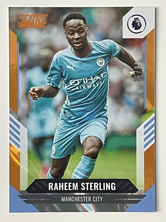 Raheem Sterling Manchester City Base Orange Lava Parallel Panini Premier League Score 2021 2023