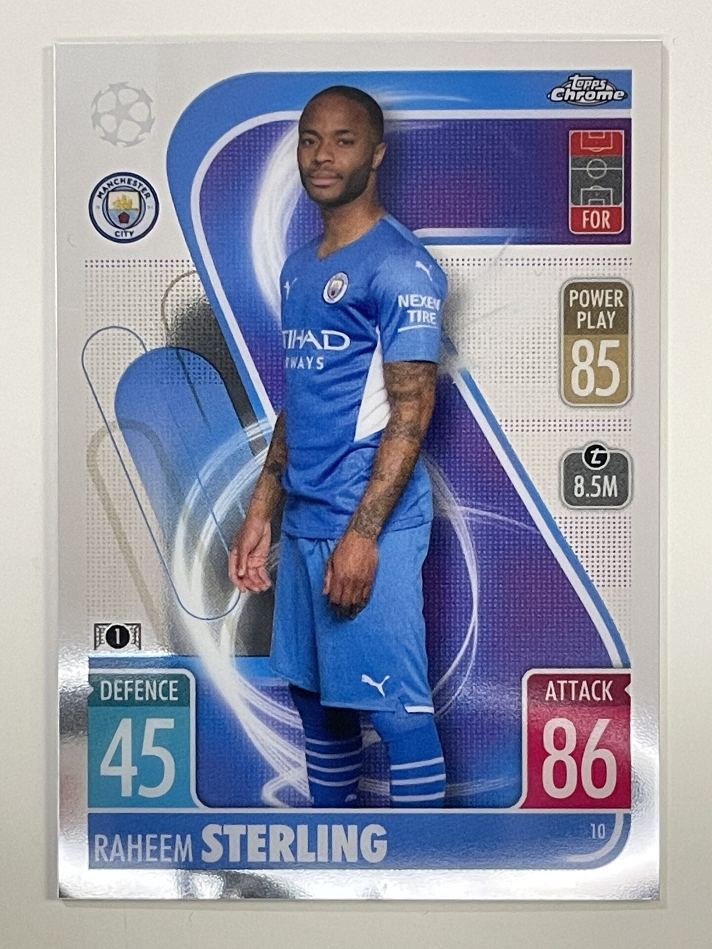 Raheem Sterling Manchester City Topps Match Attax Chrome 2021 2022 Football Card