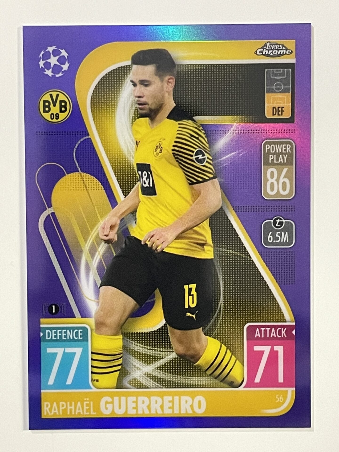 Raphael Guerreiro Purple Parallel Topps Match Attax Chrome 2021 2022
